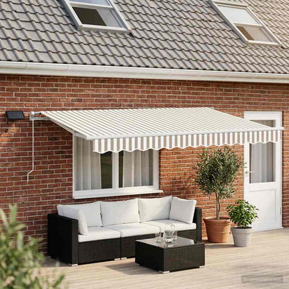 vidaXL Retractable Awning Light Grey and White 600 x 350 cm