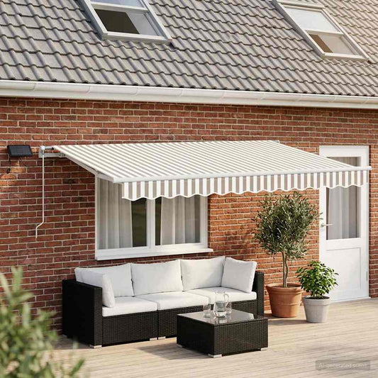 vidaXL Retractable Awning Light Grey and White 450 x 300 cm
