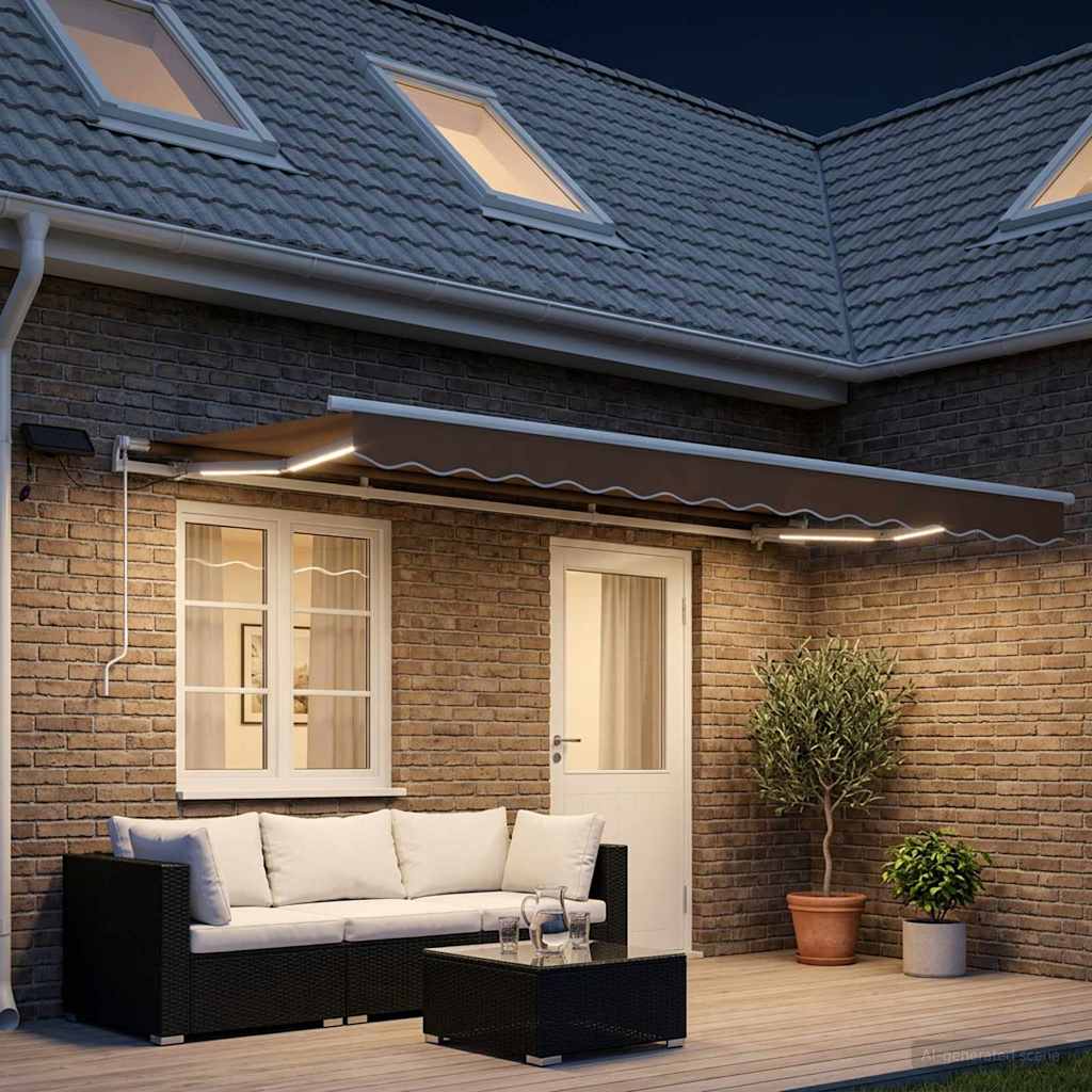 vidaXL Retractable Awning Taupe 500 x 350 cm Fabric and Aluminium