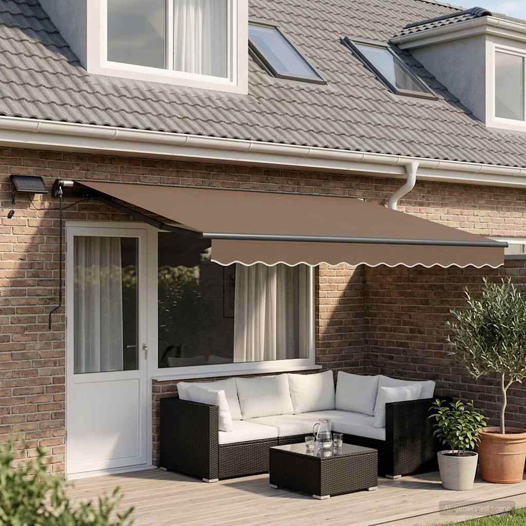 vidaXL Retractable Awning Taupe 500 x 350 cm Fabric and Aluminium