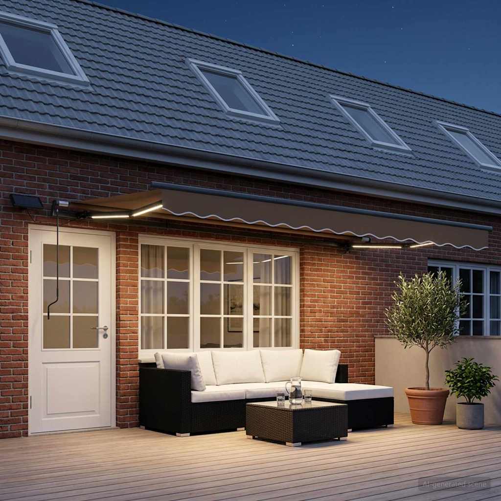 vidaXL Retractable Awning Taupe 450 x 350 cm Fabric and Aluminium