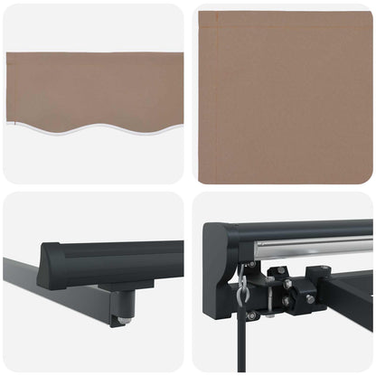 vidaXL Manual Awning Frame with LEDs Taupe 4 x 3 m