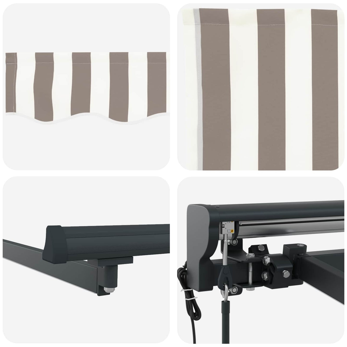 vidaXL Electric Retractable Awning Light Grey and White 4 x 3 m