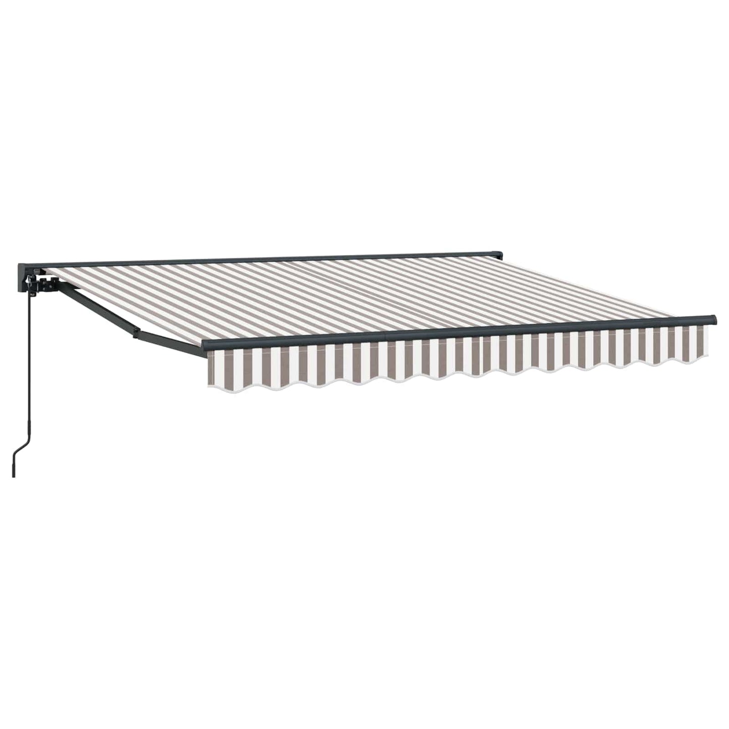 vidaXL Manual Retractable Awning Light Grey and White 4 x 3.5 m