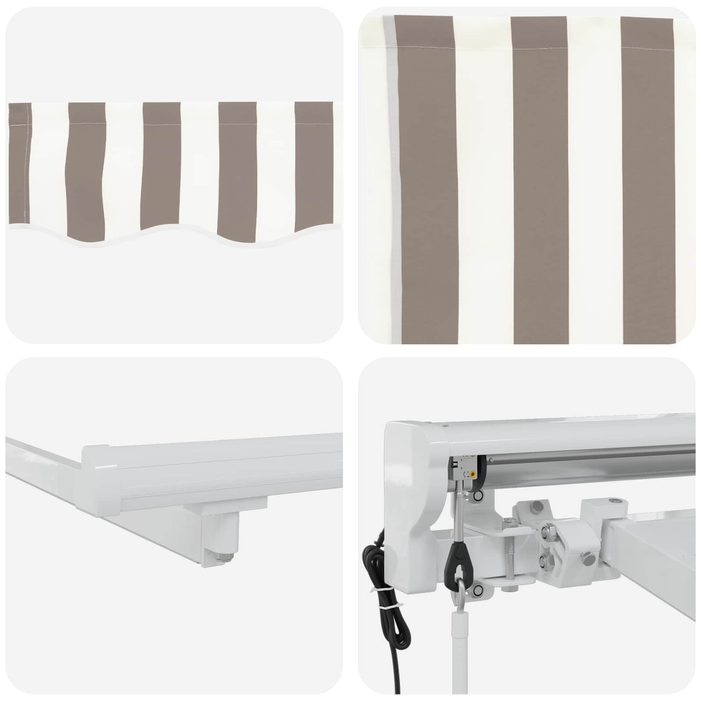 vidaXL Electric Retractable Awning Light Grey and White 4 x 3.5 m