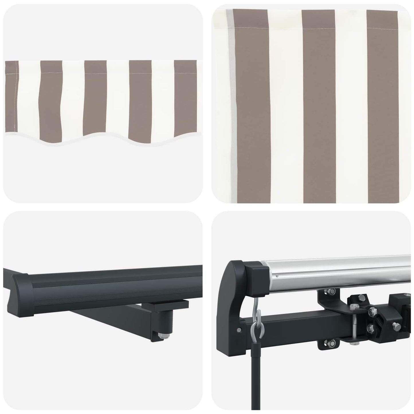 vidaXL Retractable Awning Light Grey and White 450 x 300 cm Fabric
