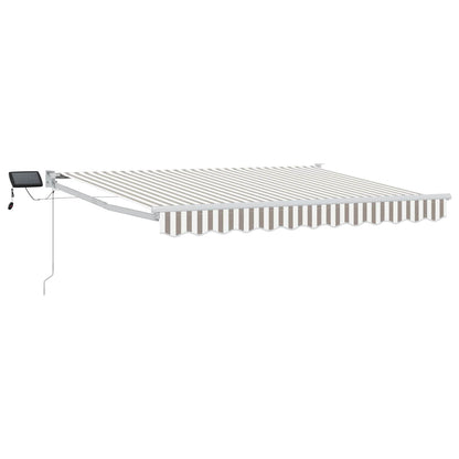 vidaXL Manual Retractable Awning with LEDs Light Grey and White