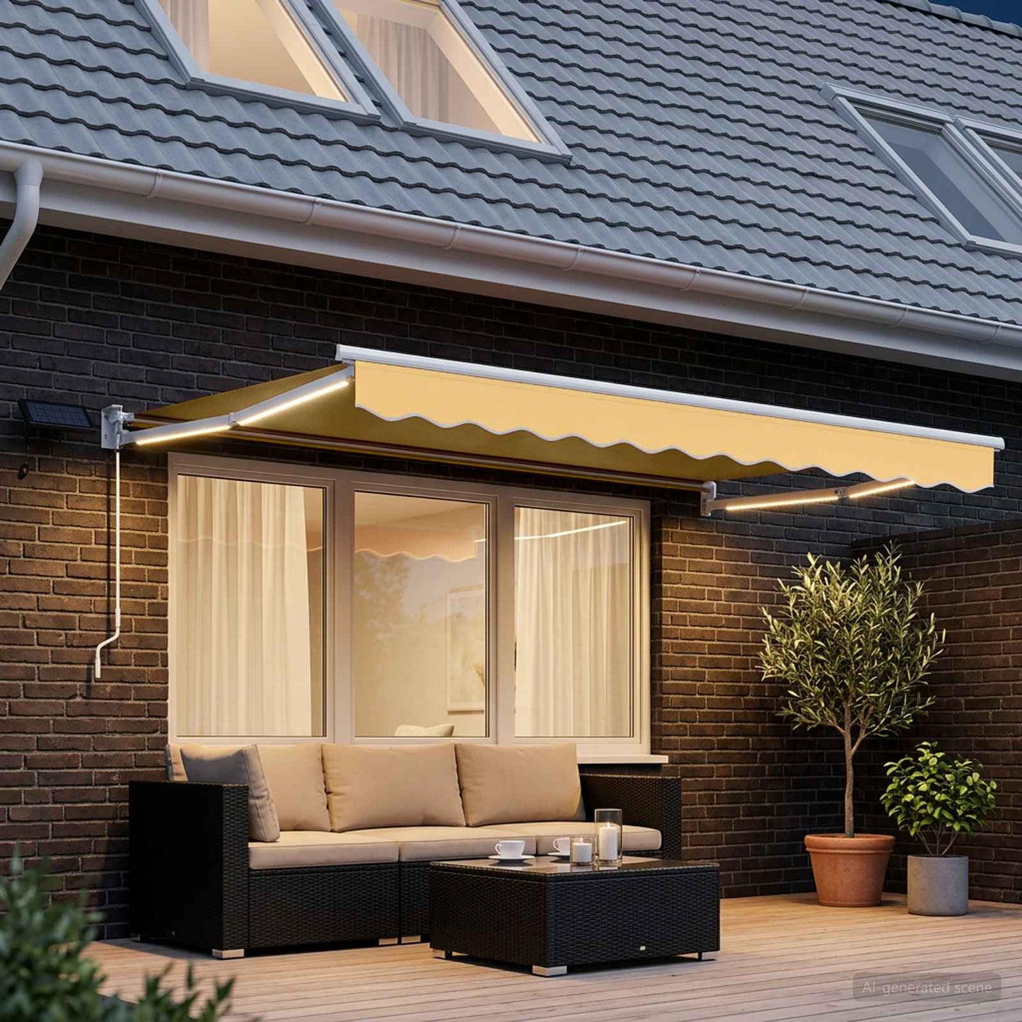 vidaXL Manual Retractable Awning with LEDs Sand