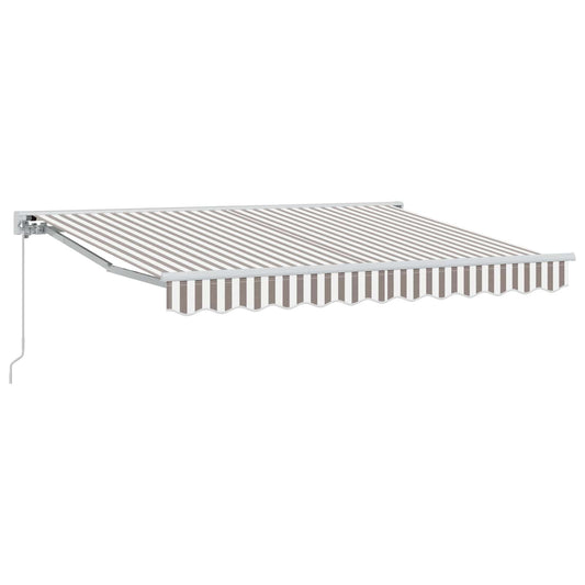 vidaXL Manual Retractable Awning Light Grey and White 4.5 x 3 m