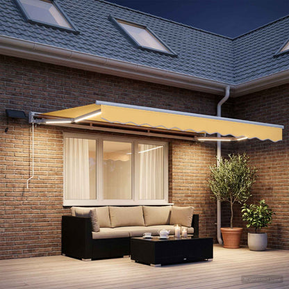 vidaXL Manual Awning Frame with LEDs Sand 4.5 x 3 m