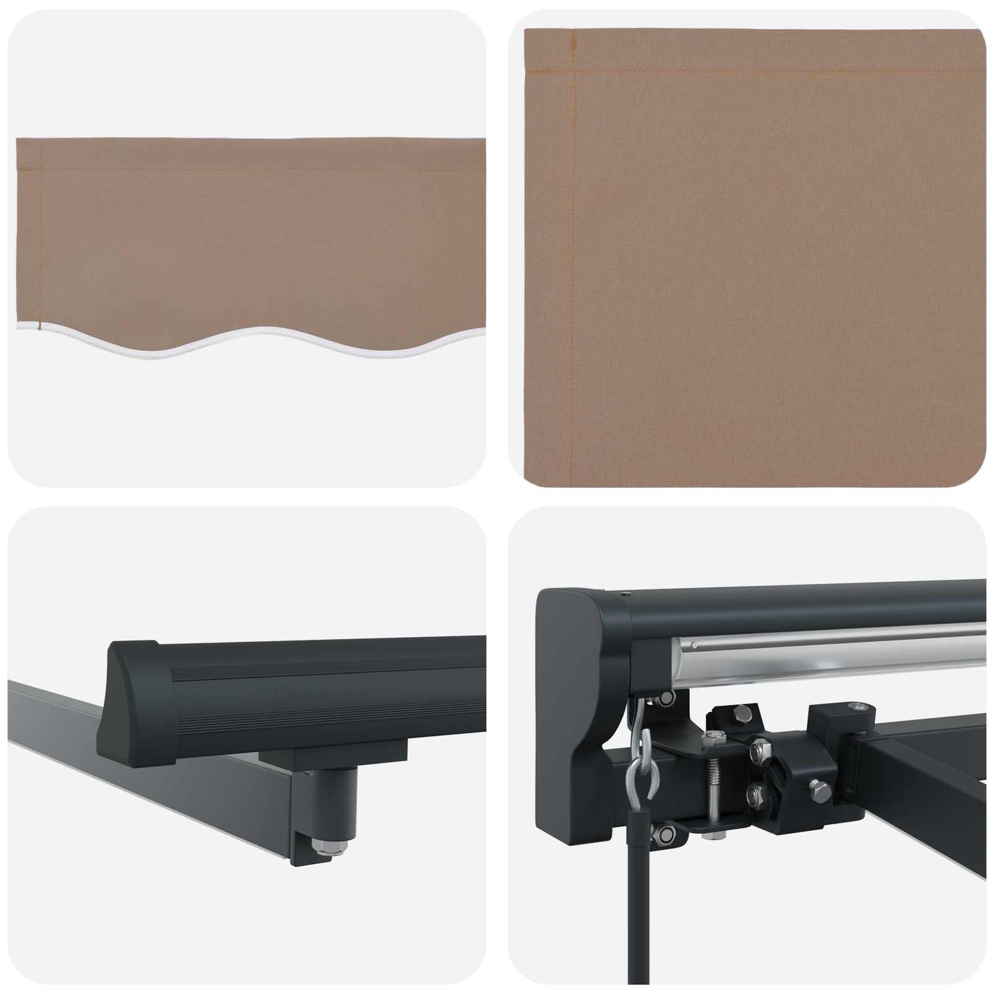 vidaXL Manual Awning Frame with LEDs Taupe 4.5 x 3 m