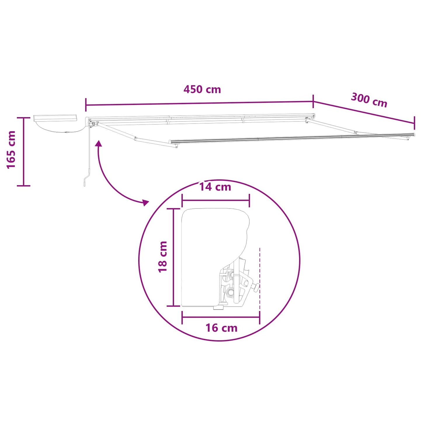 vidaXL Electric Retractable Awning Light Grey and White 4.5 x 3 m