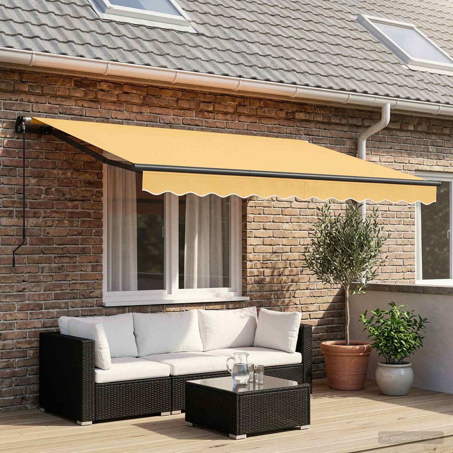 vidaXL Retractable Awning Sand 450 x 350 cm Polyester and Aluminium