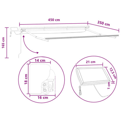 vidaXL Manual Awning Frame with LEDs Light Grey and White 4.5 x 3.5 m