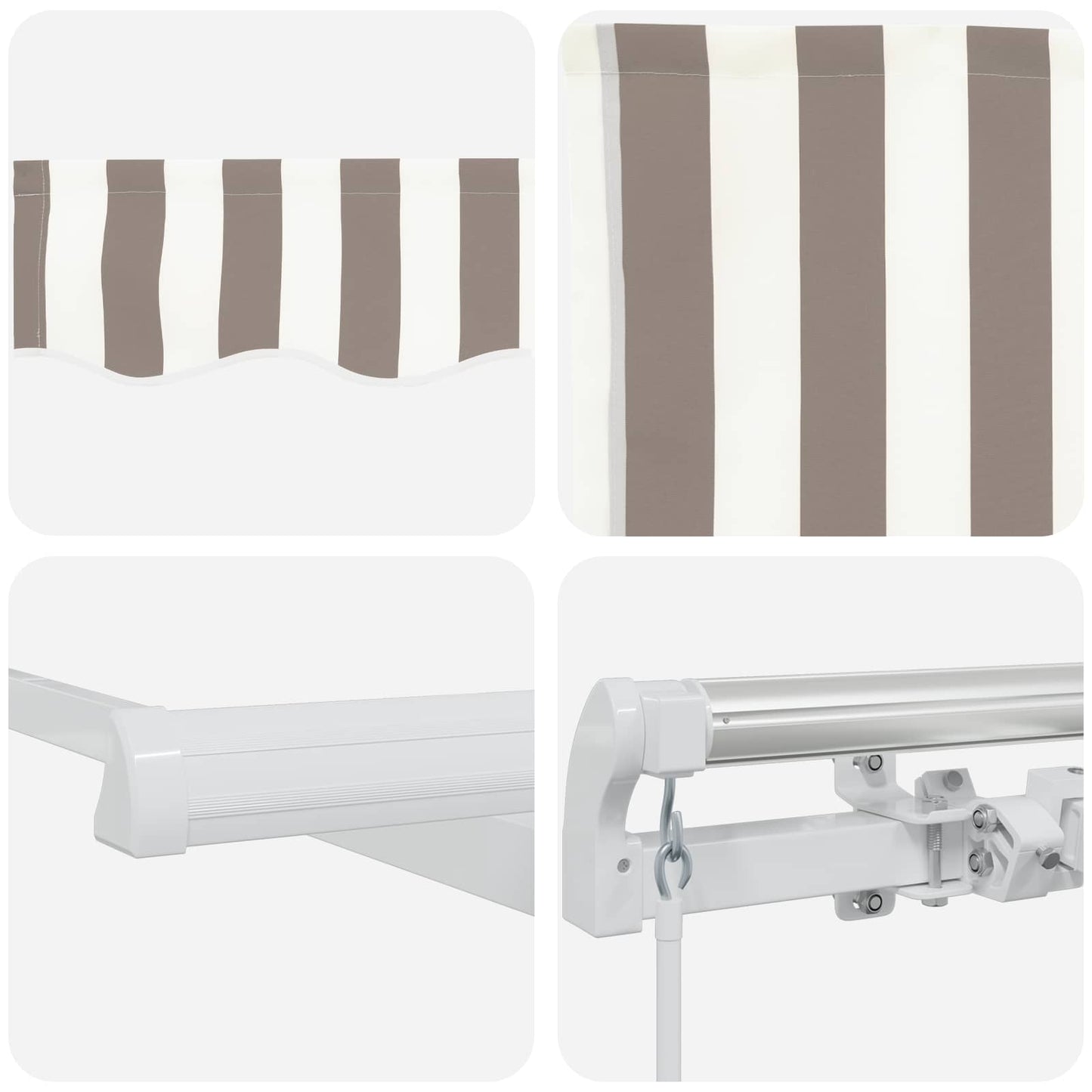 vidaXL Retractable Awning Light Grey and White 5 x 3 m