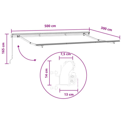 vidaXL Retractable Awning Taupe 500 x 300 cm Polyester and Steel
