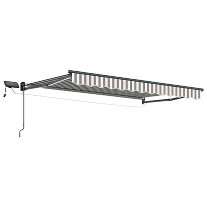vidaXL Manual Retractable Awning with LEDs Light Grey and White