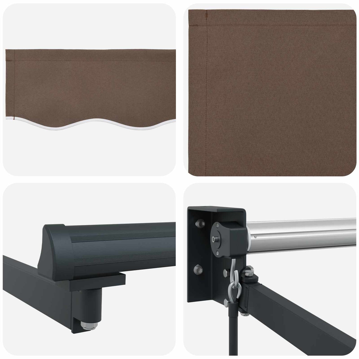 vidaXL Manual Retractable Awning with LEDs Taupe