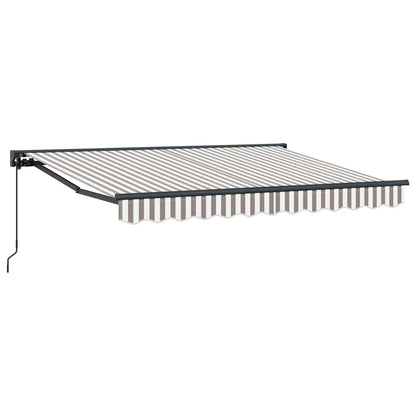 vidaXL Retractable Awning Light Grey and White 5 x 3 m
