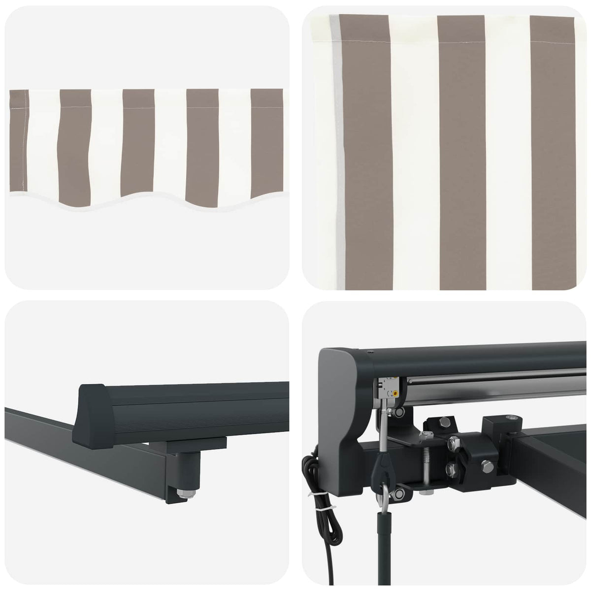 vidaXL Electric Retractable Awning Light Grey and White 5 x 3 m