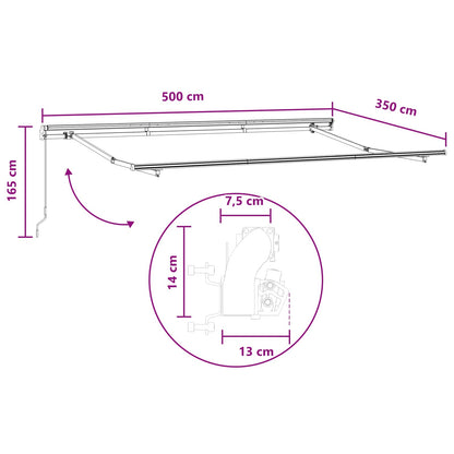 vidaXL Retractable Awning Light Grey and White 500 x 350 cm