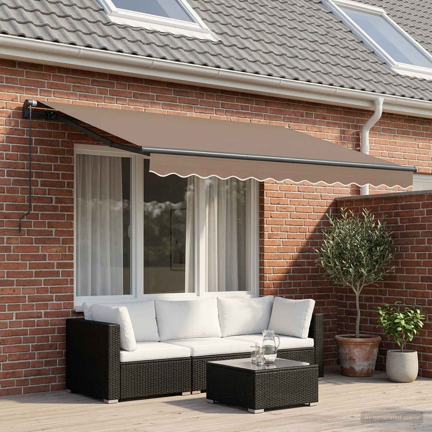 vidaXL Retractable Awning Taupe 500 x 350 cm Polyester and Aluminium