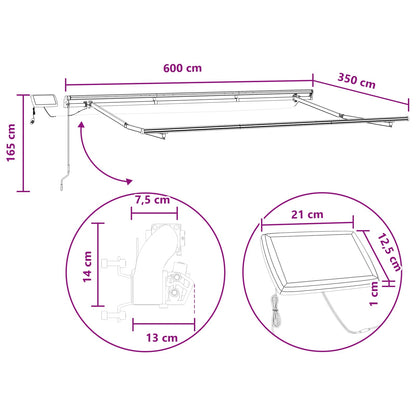 vidaXL Retractable Awning Sand 600 x 350 cm Fabric and Aluminium