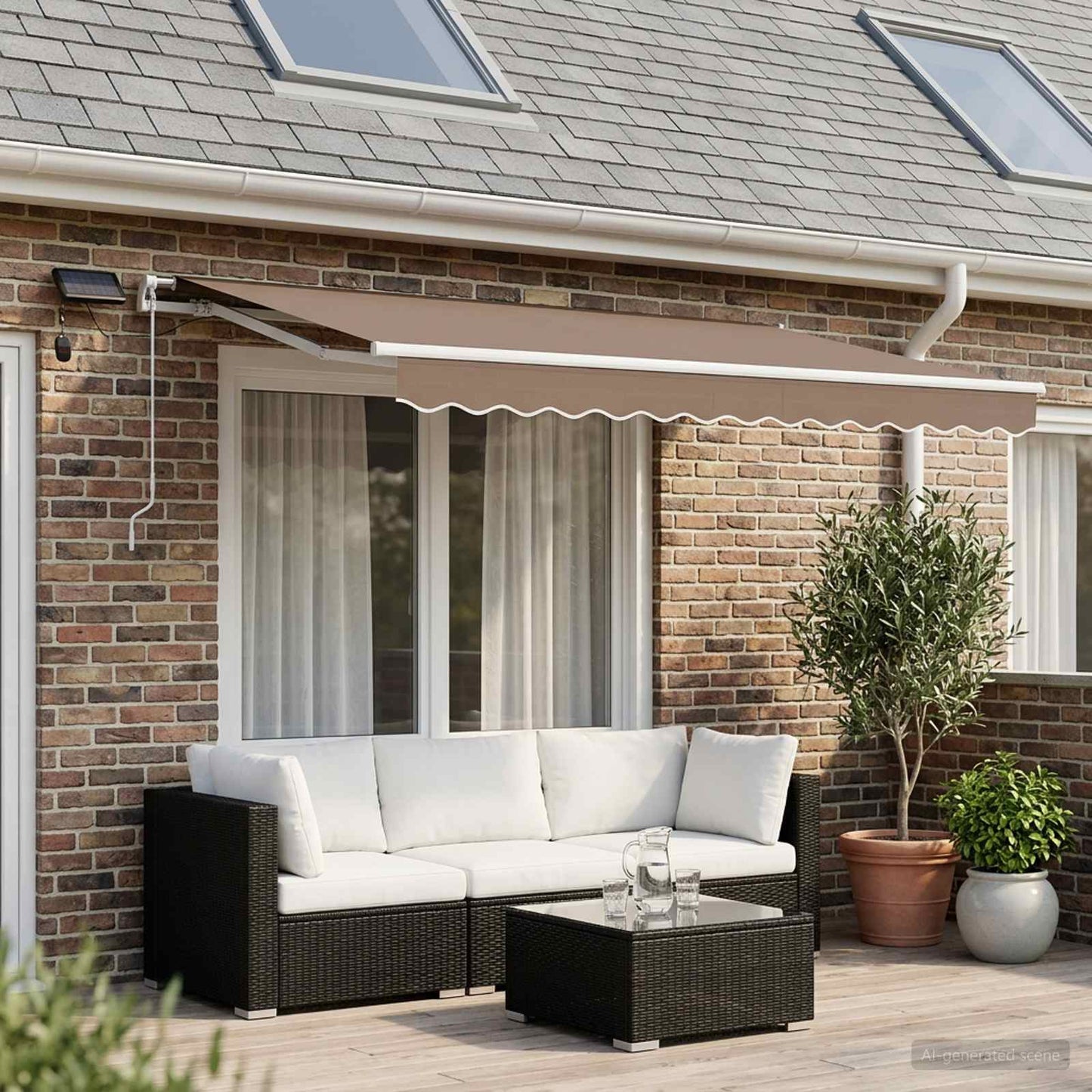 vidaXL Retractable Awning Taupe 600 x 350 cm Fabric and Aluminium