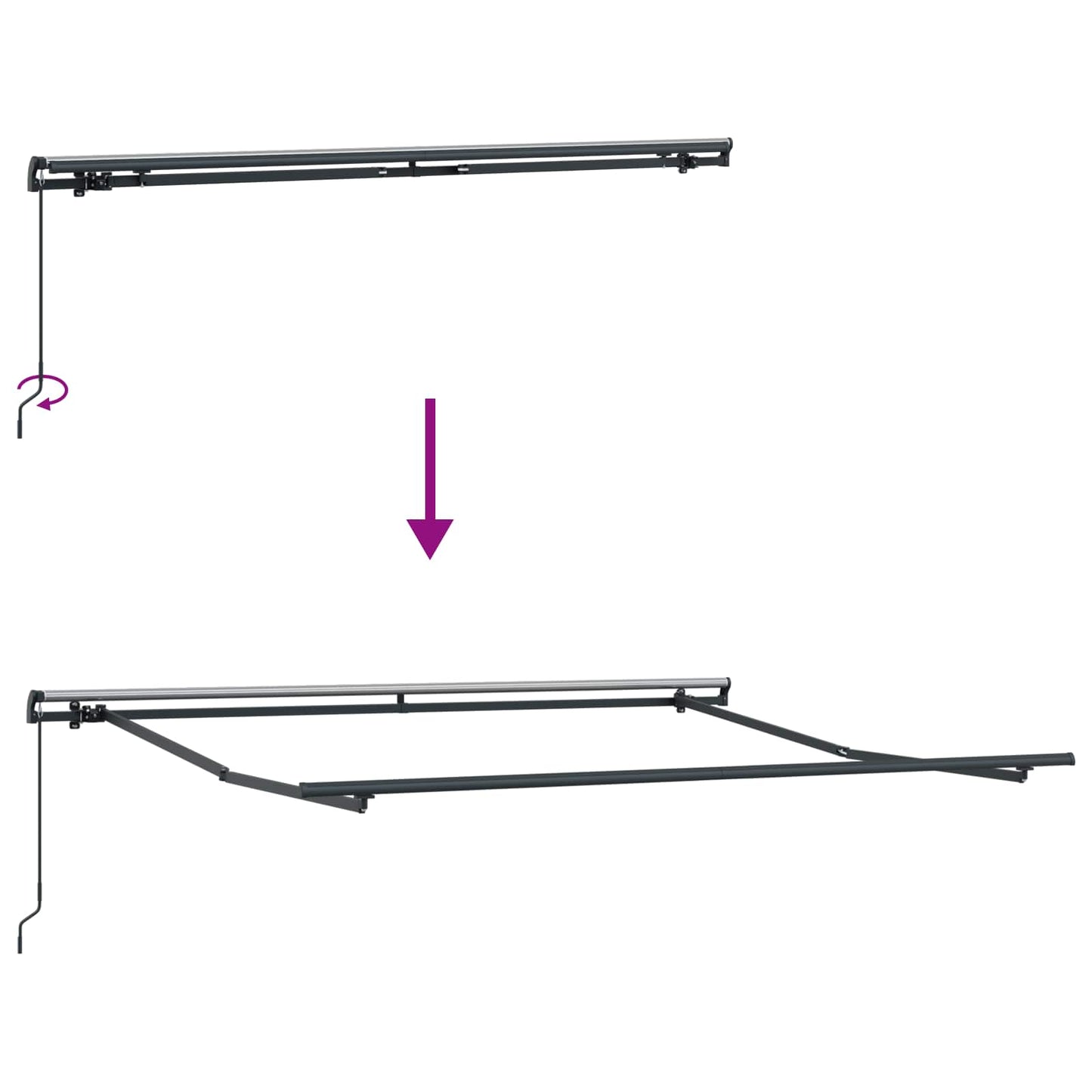 vidaXL Retractable Awning Light Grey and White 600 x 350 cm