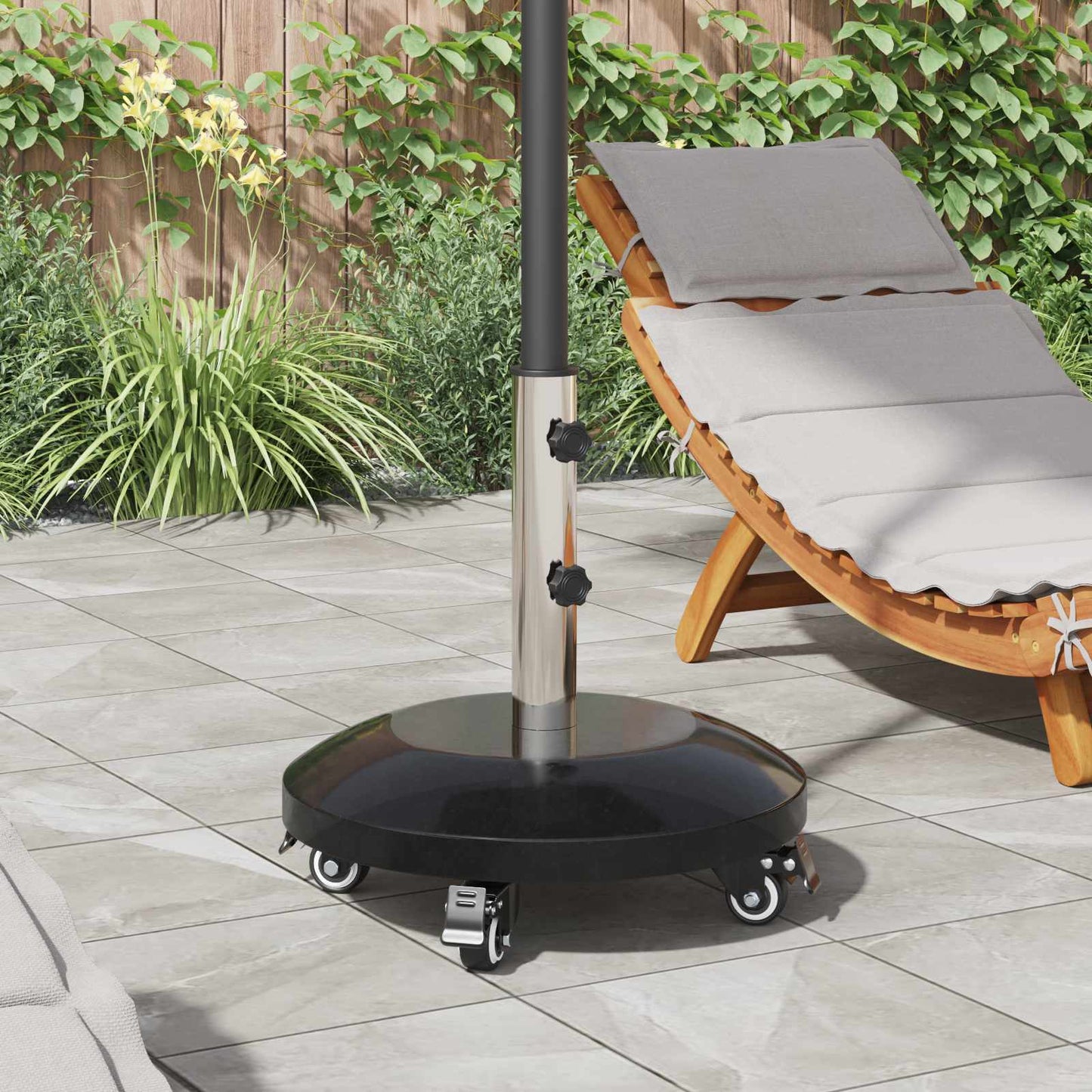 vidaXL Granite Parasol Base with Wheels for 40-50 mm Pole 29 kg Black