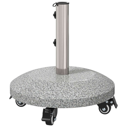 vidaXL Granite Parasol Base with Wheels for 4-5 cm Pole 27.2 kg Grey