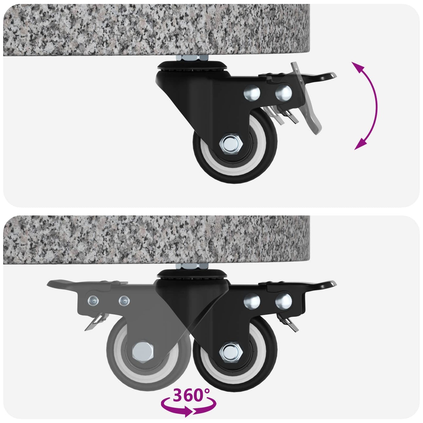 vidaXL Granite Parasol Base with Wheels for 4-5 cm Pole 27.2 kg Grey