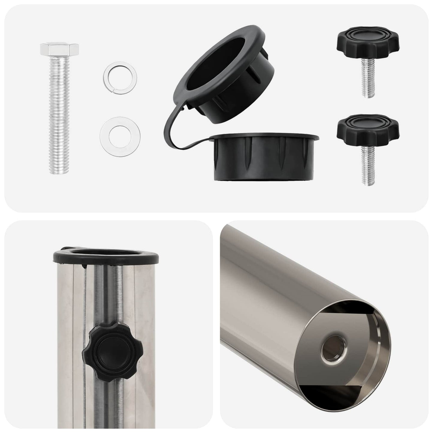vidaXL Parasol Base Tube 0.63 kg Natural Stainless Steel