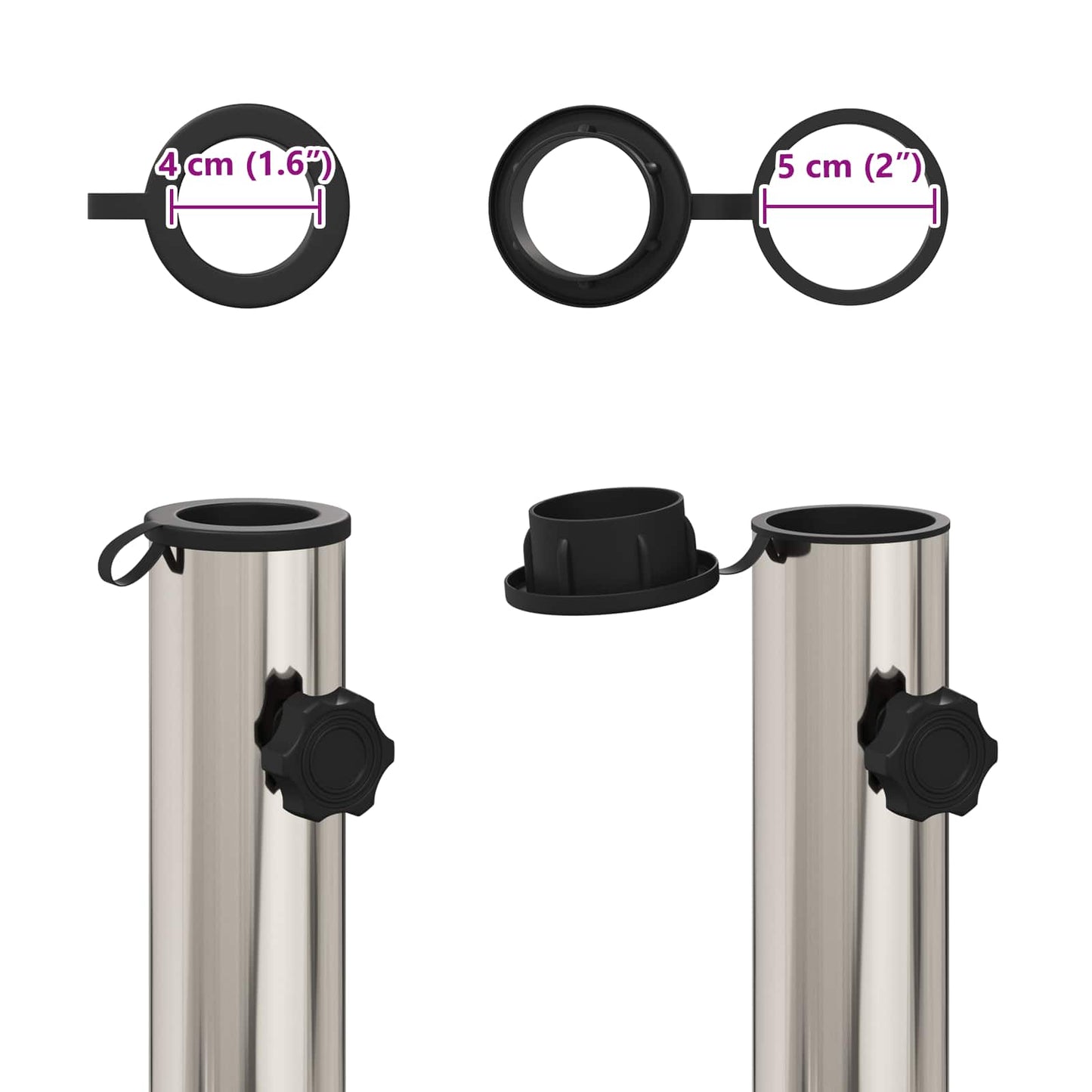 vidaXL Parasol Base Tube 0.63 kg Natural Stainless Steel
