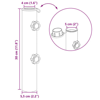 vidaXL Parasol Base Tube 0.63 kg Natural Stainless Steel