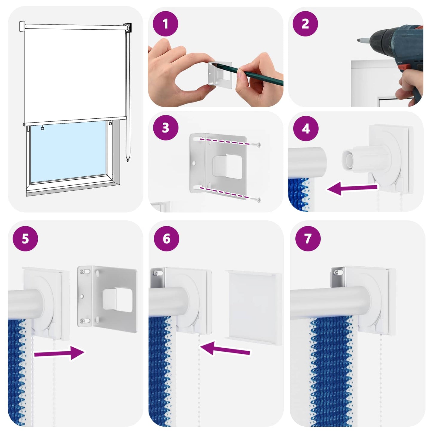vidaXL Outdoor Roller Blind 90% UV Block Blue and White Stripe HDPE