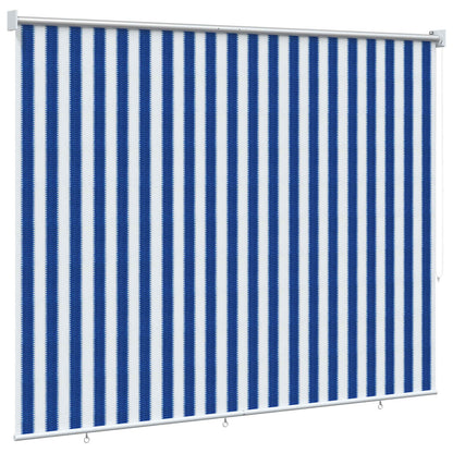 vidaXL Outdoor Roller Blind 90% UV Block Blue and White Stripe HDPE