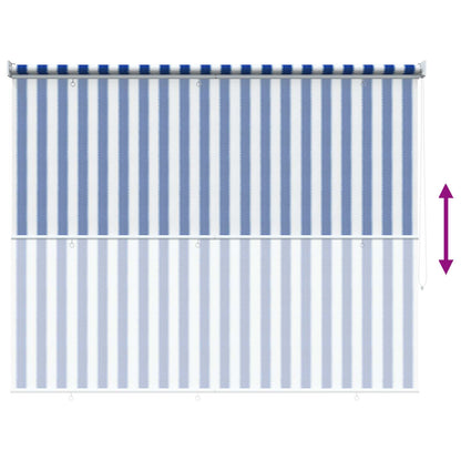 vidaXL Outdoor Roller Blind 90% UV Block Blue and White Stripe HDPE