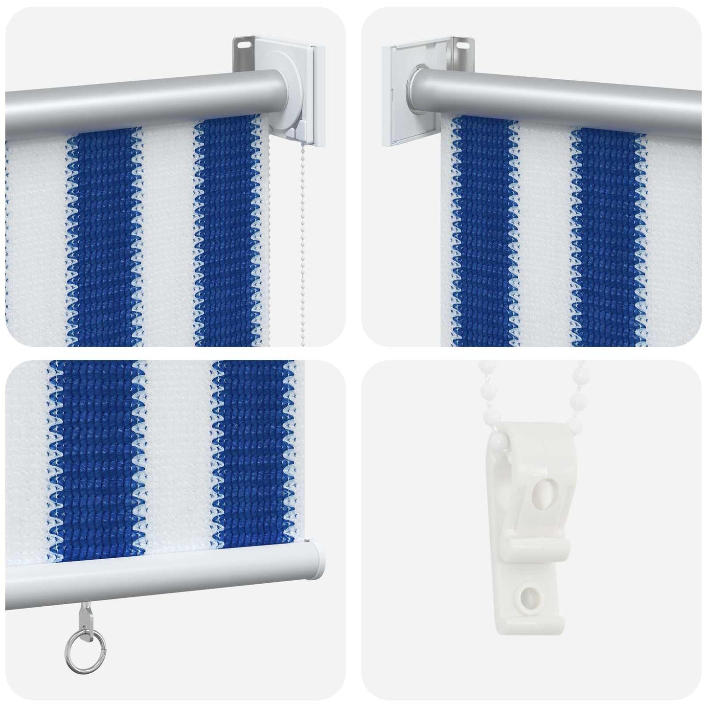 vidaXL Outdoor Roller Blind 90% UV Block Blue and White Stripe HDPE