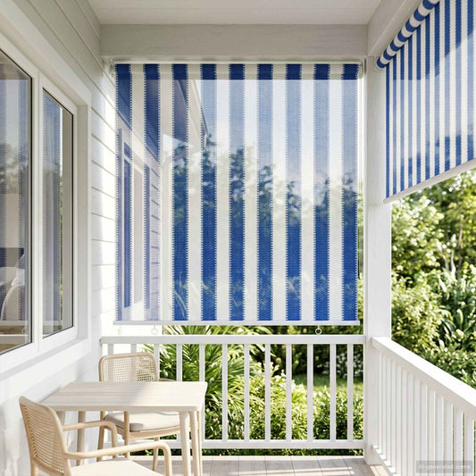 vidaXL Outdoor Roller Blind 90% UV Block Blue and White Stripe