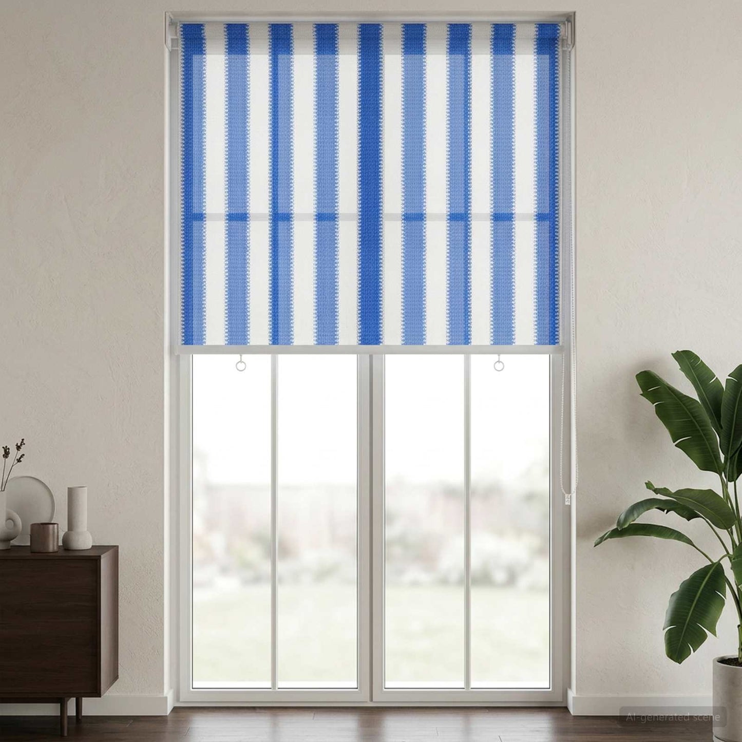 vidaXL Outdoor Roller Blind 90% UV Block Blue and White Stripe HDPE