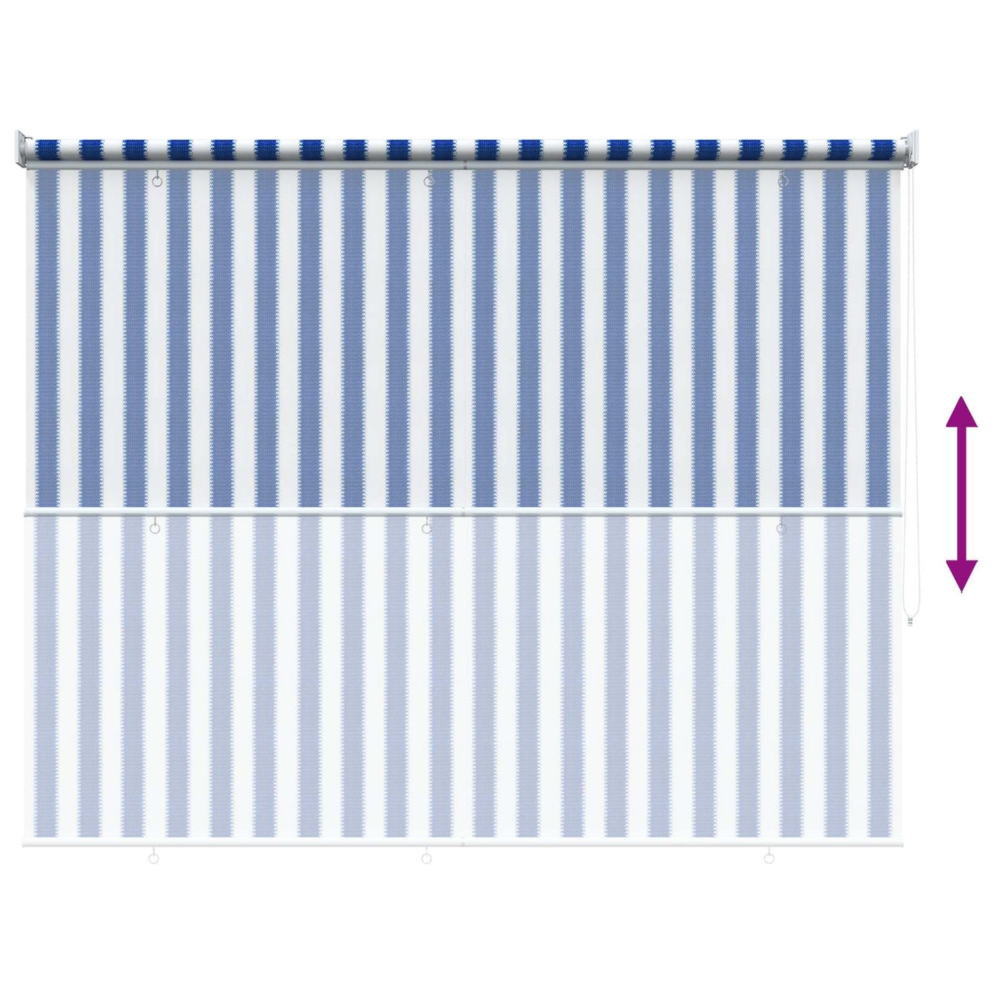 vidaXL Outdoor Roller Blind 90% UV Block Blue and White Stripe HDPE