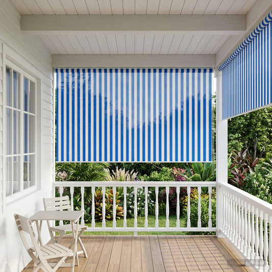 vidaXL Outdoor Roller Blind 90% UV Block Blue and White Stripe