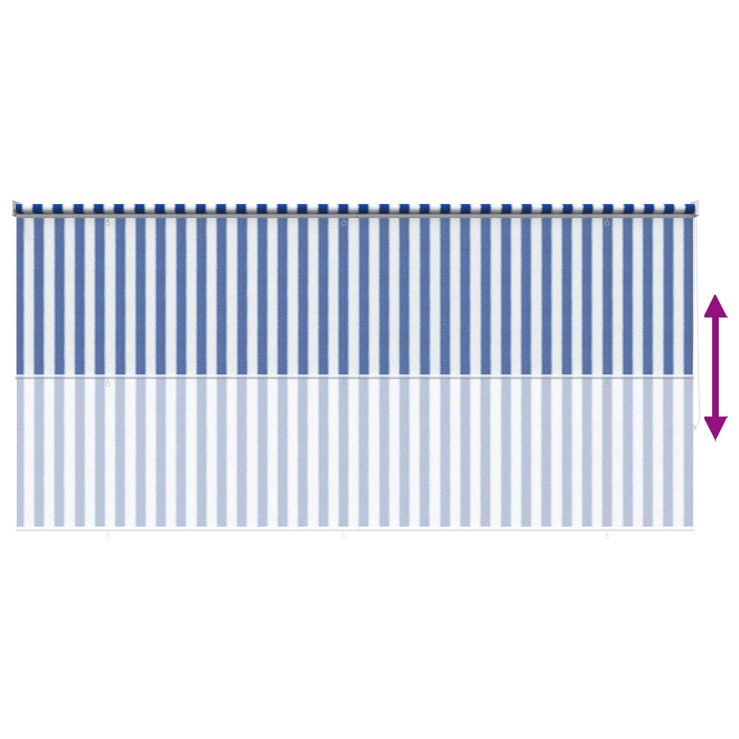 vidaXL Outdoor Roller Blind 90% UV Block Blue and White Stripe HDPE