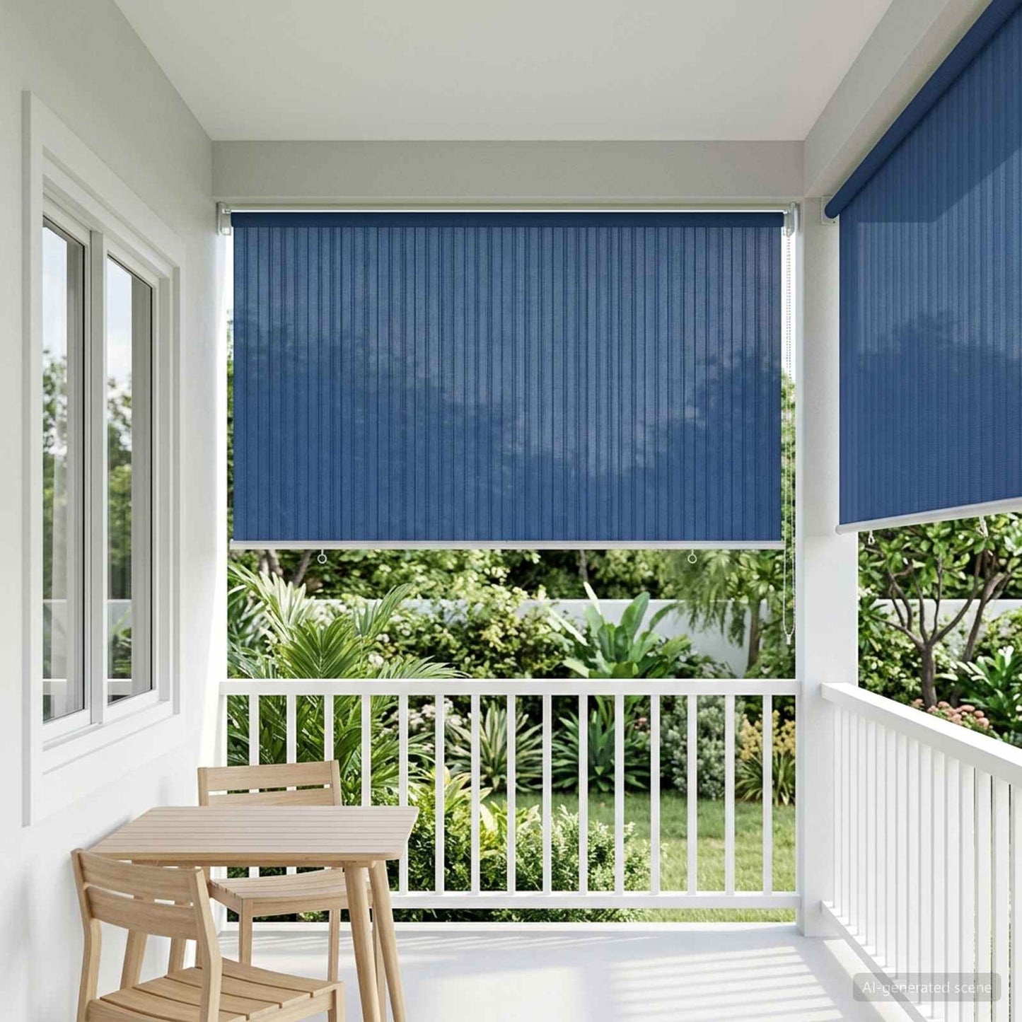vidaXL Outdoor Roller Blind 90% UV Block Blue 140 x 140 cm HDPE
