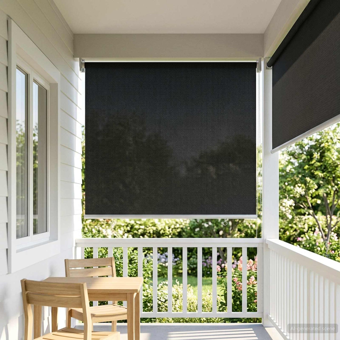 vidaXL Outdoor Roller Blind 90% UV Block Black 80 x 140 cm HDPE