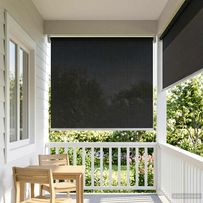 vidaXL Outdoor Roller Blind 90% UV Block Black 80 x 140 cm HDPE