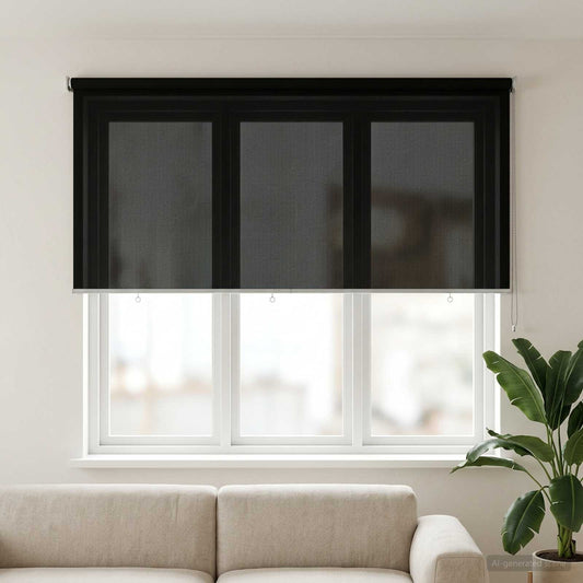 vidaXL Outdoor Roller Blind 90% UV Block Black 140 x 140 cm HDPE