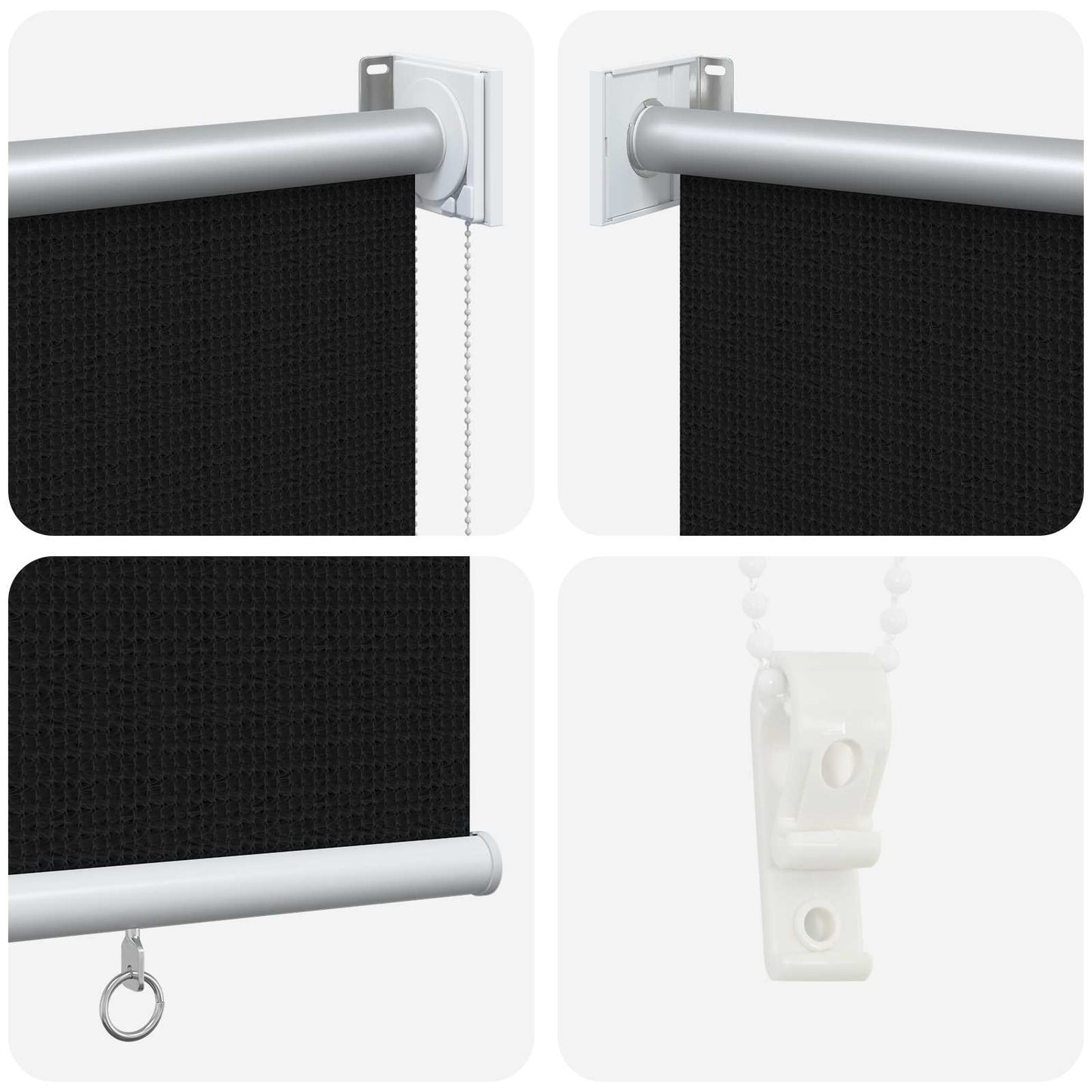 vidaXL Outdoor Roller Blind 90% UV Block Black 80 x 230 cm HDPE
