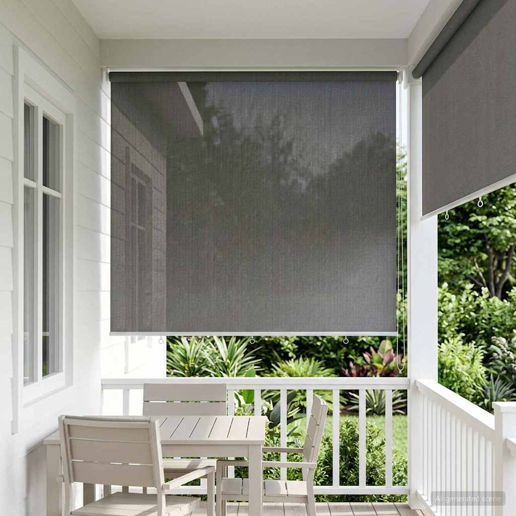vidaXL Outdoor Roller Blind 90% UV Block Light Grey 220 x 140 cm HDPE